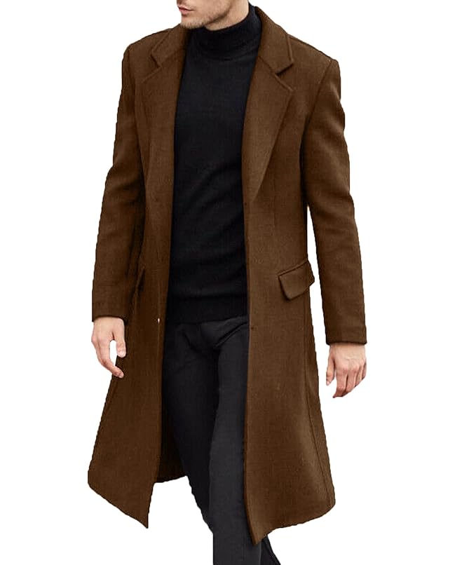 Men's Wool Blend Long Trench Coat - Image 2