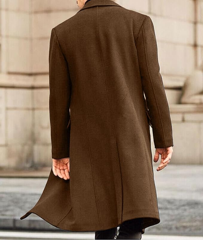 Men's Wool Blend Long Trench Coat - Image 5
